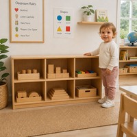 Meuble de rangement Montessori Chuangjin à 3 niveaux et 6 compartiments en bois de 105 cm avec panneau arrière pour écoles maternelles - Vente en gros