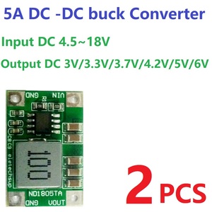 2x 5A módulo convertidor Buck de 4,5 V-18V a 3V 3,3 V 3,7 V 4,2 V 5V 6V placa para matriz <span class=keywords><strong>LED</strong></span> lm2596 <span class=keywords><strong>lm317</strong></span> nodemcu4 - Product Image 5