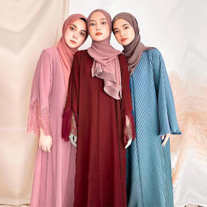 Conjunto de dos piezas de satén de Color sólido suelto para mujer Turkiye Abaya, ropa musulmana de Oriente Medio, nueva moda de 2024, - Product Image 2