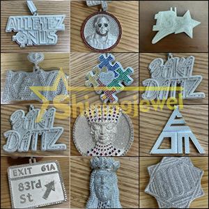 Ciondolo a Lettera Iniziale Personalizzato da <span class=keywords><strong>Uomo</strong></span> in <span class=keywords><strong>Argento</strong></span> 925 Tempestato di Diamanti Moissanite in Stile Hip Hop Adatto per Catena a Maglia Cubana - Product Image 5