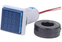 Pengukur tegangan Digital LED persegi, Ammeter Kombo Meter HZ Hertz lampu sinyal tegangan arus indikator frekuensi penguji daya AC