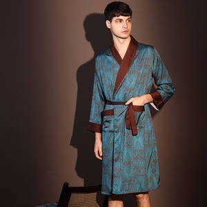 Peignoir en <span class=keywords><strong>satin</strong></span> pour <span class=keywords><strong>homme</strong></span>, nouvelle collection printemps-été 2025, manches longues, en soie glacée fine, pyjama, <span class=keywords><strong>robe</strong></span> <span class=keywords><strong>de</strong></span> <span class=keywords><strong>chambre</strong></span> - Product Image 5