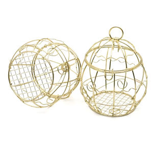 Gouden retro ijzeren vogelhuisje met knoopsluiting en ronde vorm - Product Image 4