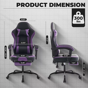 Chaise de jeu abordable très vendue, chaise PC personnalisée avec repose-pieds et accoudoirs articulés pour adolescents et joueurs - Product Image 3