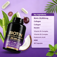 Complément alimentaire Tianyuan Biotine Collagène et Kératine en capsules pour la peau, les cheveux et les ongles, 60 capsules