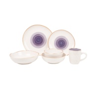 Service de table à la française Vaisselle italienne de luxe en porcelaine colorée Assiette de table à steak en céramique