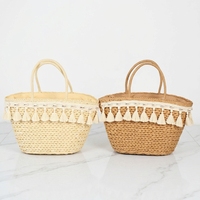 Nouveau design, sacs de plage en paille légers pour femmes avec logo personnalisé, sacs fourre-tout d'été en rotin tressé à rayures