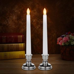Ensemble de 6 bougies chauffe-plat <span class=keywords><strong>LED</strong></span> sans flamme en ivoire avec minuterie quotidienne et support de <span class=keywords><strong>bougie</strong></span> doré amovible - Product Image 2