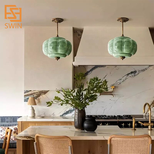 Pumpkin Glass Molding Shape Hanging Lighting Home Cafe Living Room E26 E27 Chandelier Light - Product Image 2