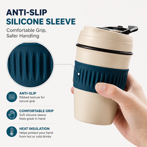 Mug à café isotherme en céramique avec couvercle et paille, capacité 301-400 ml, écologique, portable, cadeau d'affaires - Product Image 5
