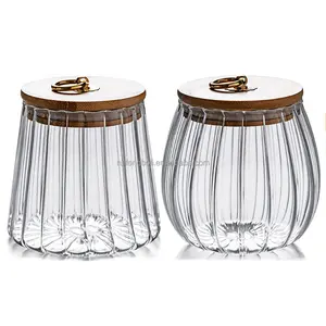 Wholesale Glass Airtight Storage Jar Petal Decorative Container With Lid Metal Handle Easy to Grasp