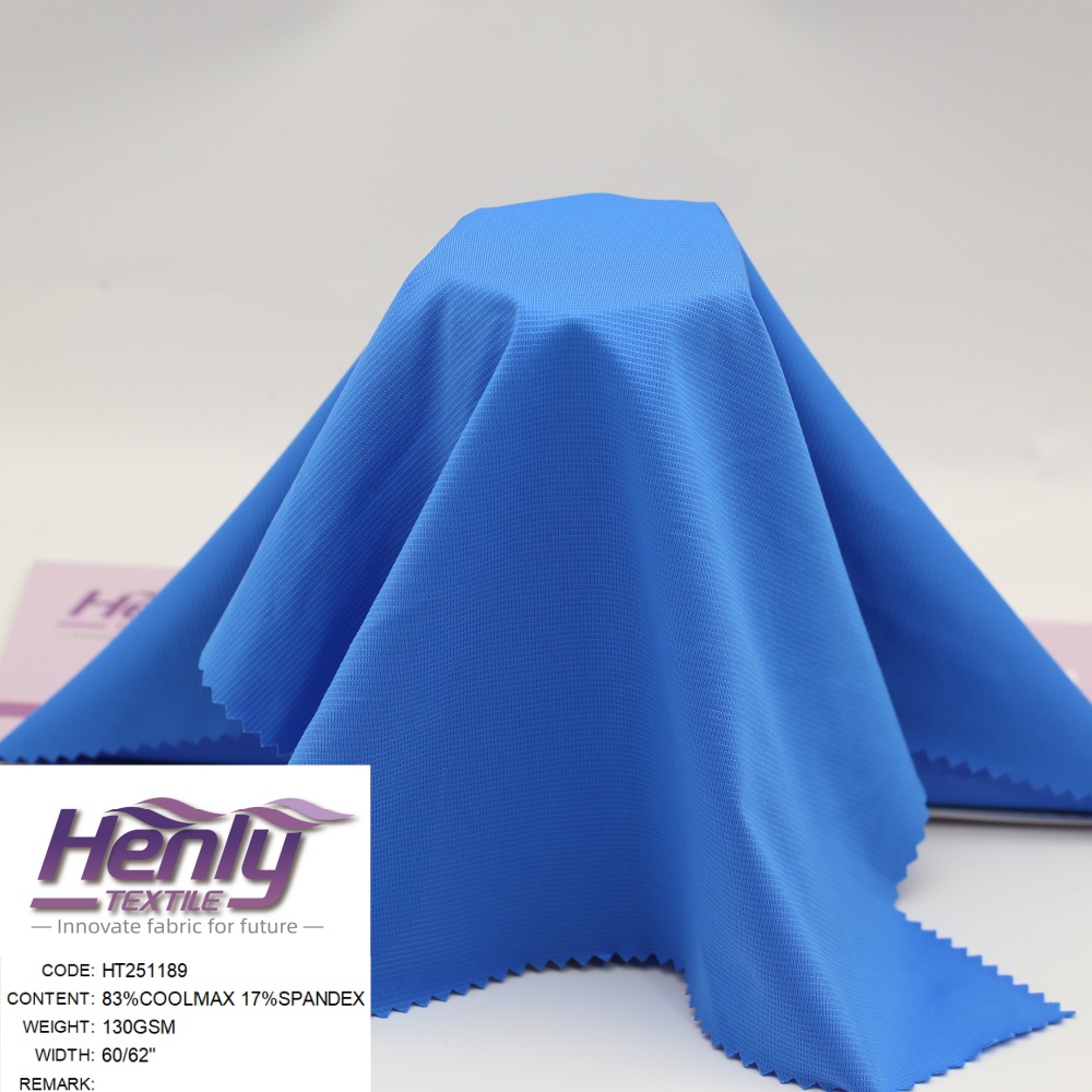 HT251189 83%COOLMAX 17%SPANDEX 130GSM KNITTED PREMIUM FABRIC for SPORTSWEAR