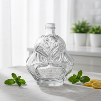 Bouteilles en verre personnalisées de luxe en forme de visage d'animal avec bouchon à vis et décalcomanie pour Vodka Whisky Brandy Gin Tequila Rhum XO