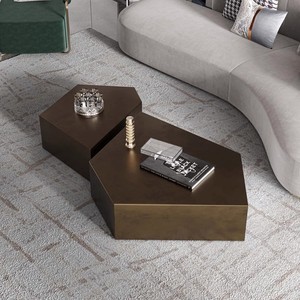 Tavolino <span class=keywords><strong>da</strong></span> Caffè in Acciaio Inossidabile con Cassetti, Design Moderno e Lussuoso per Arredamento Minimalista Industriale del Soggiorno - Product Image 1