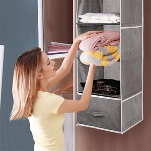 Closet Organizer 4 Shelves Hanging Bag With 1 Foldable Cloth <b>Storage</b> Hanging Bag with 2 Side Pockets - Product Image 3