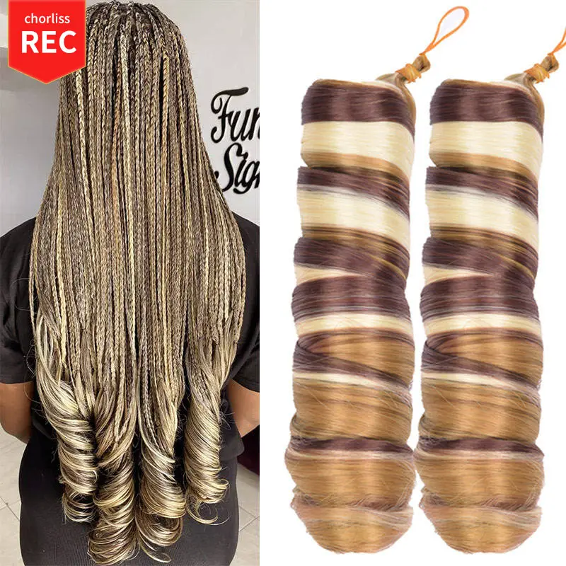 For black people wholesale african women spanish spiral french curl braids crochet extension ombre synthetic curly braiding hair