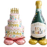 Ballon en aluminium 3D en forme d'ours de dessin animé pour bouteille de vin, idéal pour gâteau d'anniversaire, pour fêtes d'enfants et d'adultes, vente en gros