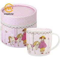 Boîte cadeau pour tasse à café en carton avec fenêtre, petite, personnalisée avec logo, avec poignée