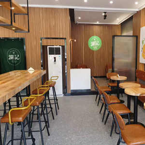 OEM Custom Restaurant Cafe Counter Furniture Wooden <b>Bar</b> Stool and <b>Table</b> - Product Image 6