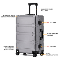 Valise en alliage d'aluminium de 20/24/29 pouces, étanche, avec serrure à code TSA, valise à roulettes pour voyage international