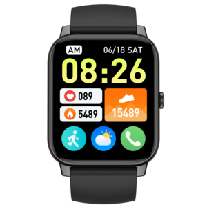 Montre connectée P90 à usage quotidien, écran carré complet, étanche, Bluetooth 4.0, charge magnétique, montre-bracelet décontractée - Product Image 5