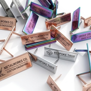 Rainbow Plated Rectangular Nameplates OEM Metal Labels with Pins for <b>Bags</b> Garments Shoes and Luxury <b>Accessories</b> - Product Image 1