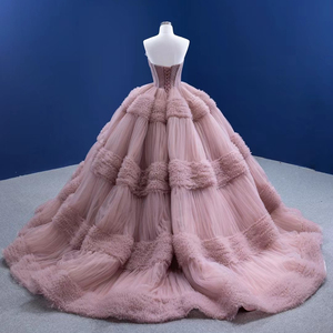 <span class=keywords><strong>Robes</strong></span> de mariée Feishilip pour Serene Hill, rose, sans manches, à étages, <span class=keywords><strong>robes</strong></span> de bal simples, traîne longue, sur mesure, appliques en dentelle tombantes - Product Image 2
