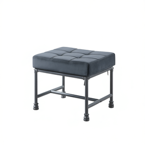 Rectangular <b>Grey</b> Fabric Ottoman Stool Industrial Design Modern Home Living Room Furniture Metal <b>Frame</b> - Product Image 1