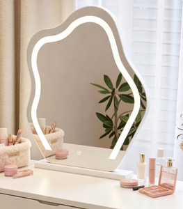 Heavenly <b>Mirror</b> <b>Irregular</b> Shape LED Makeup <b>Mirror</b> Touch Switch Plastic Frame Minimalist Design Freestanding Eco-friendly - Product Image 5