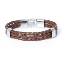 À la mode Simple multicouche tressé PU cuir cordon Bracelet hommes manchette bracelets nom personnalisé gravure cuir hommes Bracelets