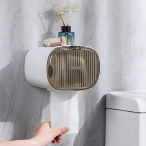 Boîte à <span class=keywords><strong>papier</strong></span> toilette murale sans perforation, étanche, avec étagère et tiroir pour rouleaux <span class=keywords><strong>de</strong></span> <span class=keywords><strong>papier</strong></span> toilette - Product Image 4