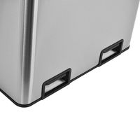 HANGSHAU Poubelle de cuisine en acier inoxydable 60l à double compartiment Poubelle de recyclage pliable avec repose-pieds
