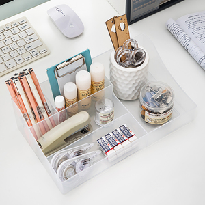 Multi-fuctioal trasparet nhựa máy tính để bàn ngăn kéo <span class=keywords><strong>orgaizer</strong></span> lớp stackig hộp lưu trữ cho nhà văn phòng lộn xộn - Product Image 3