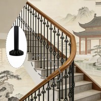 Balustre en aluminium noir de luxe, simple et uni, pour escalier intérieur et garde-corps de balcon