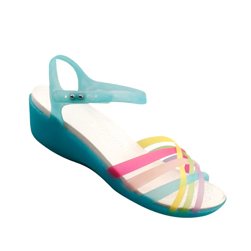 2022 fashion PVC plastic ladies clear jelly wedge sandals