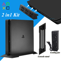 Support vertical mince 2 en 1 pour PS4 + ventilateur de refroidissement rapide pour console PS4 Accessoires de jeux PS 4