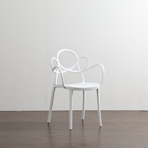 Venta al por mayor de diseño moderno estilo Ins blanco moldeado reposabrazos plástico café restaurante silla para el comedor - Product Image 3