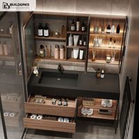 Meuble de salle de bain élégant Buildgres avec miroir en marbre, meuble-lavabo pour salle de bain