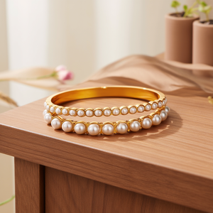 สร้อยข้อมือมุก สแตนเลสสตีล 316L ชุบทอง PVD ทนทาน เป็นมิตรต่อสิ่งแวดล้อม สำหรับผู้หญิง - Product Image 3
