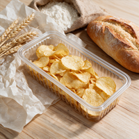 Vassoio Trasparente per Patatine con Scomparti Vari e Spazio per Salsa, in PET Riciclato per Alimenti, Imballaggio Sicuro per Alimenti