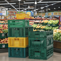 Caisses pliables en plastique de transport de stockage de légumes et de fruits de récolte de ferme pour le supermarché de chaîne du froid