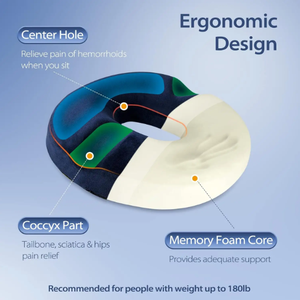 Cuscino del sedile in Memory Foam di alta qualità blu scuro e cuscino lombare che allevia la pressione della <span class=keywords><strong>ciambella</strong></span> protettiva per i glutei - Product Image 2
