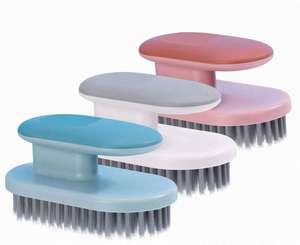 Brosse à récurer les mains en plastique pour le nettoyage domestique, le linge et les chaussures, avec design antidérapant, écologique, durable, manche en acier et poils en nylon - Product Image 1