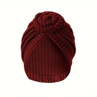 Turban côtelé à nœud donut pour femme, doux, extensible, pré-noué, style bohème ethnique, foulard, hijab musulman, bonnet, couvre-chef