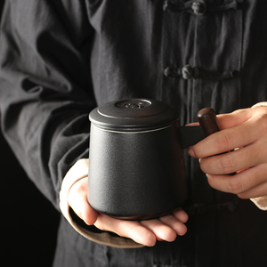 <span class=keywords><strong>Tazza</strong></span> da tè Zen in ceramica fatta a mano, creativa, grande capacità, per ufficio, con filtro <span class=keywords><strong>e</strong></span> coperchio in legno - Product Image 3