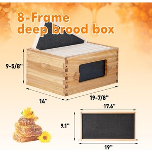 Nouveau kit de démarrage <span class=keywords><strong>pour</strong></span> ruche à 8 cadres Pomelo, revêtement en cire d'abeille, en <span class=keywords><strong>sapin</strong></span> de Chine, type Langstroth, équipement apicole, fenêtres, élevage animal - Product Image 4