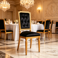 Sillas de Comedor Modernas con Respaldo Alto y Diseño Cuadrado, Tapizadas en Tela, Reforzadas con Metal, para Banquetes