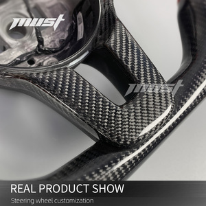 Volante de Fibra de Carbono Personalizado para <span class=keywords><strong>Mercedes</strong></span>-Benz 2019-2020 W205 W213 C E CLE GLC E300 con Empuñaduras de Cuero Perforado <span class=keywords><strong>Rojo</strong></span> - Product Image 4