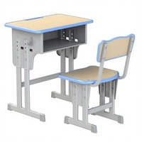 Ensemble scolaire économique, table et chaise en métal réglables, modernes, durables, écologiques, confortables, mobilier scolaire, plateau de table en bois