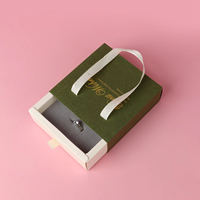 Tiroir Vert Blanc Papier Carton Boîte Cadeau Bijoux Emballage Boîte Avec Poignée